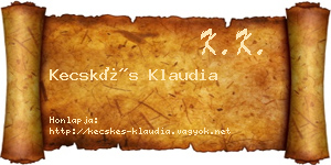 Kecskés Klaudia névjegykártya